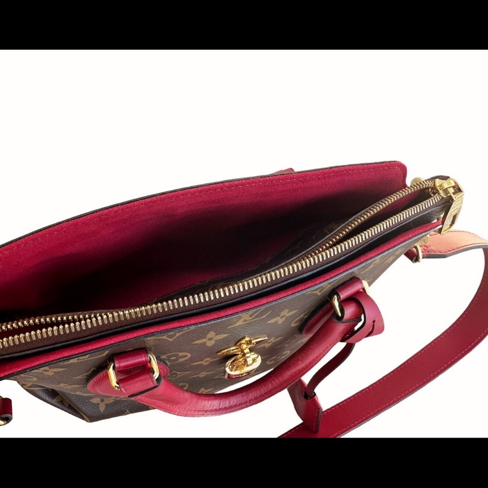 Louis Vuitton Flower PM Small Zip Satchel Brown Monogram Red - Picture 5 of 12